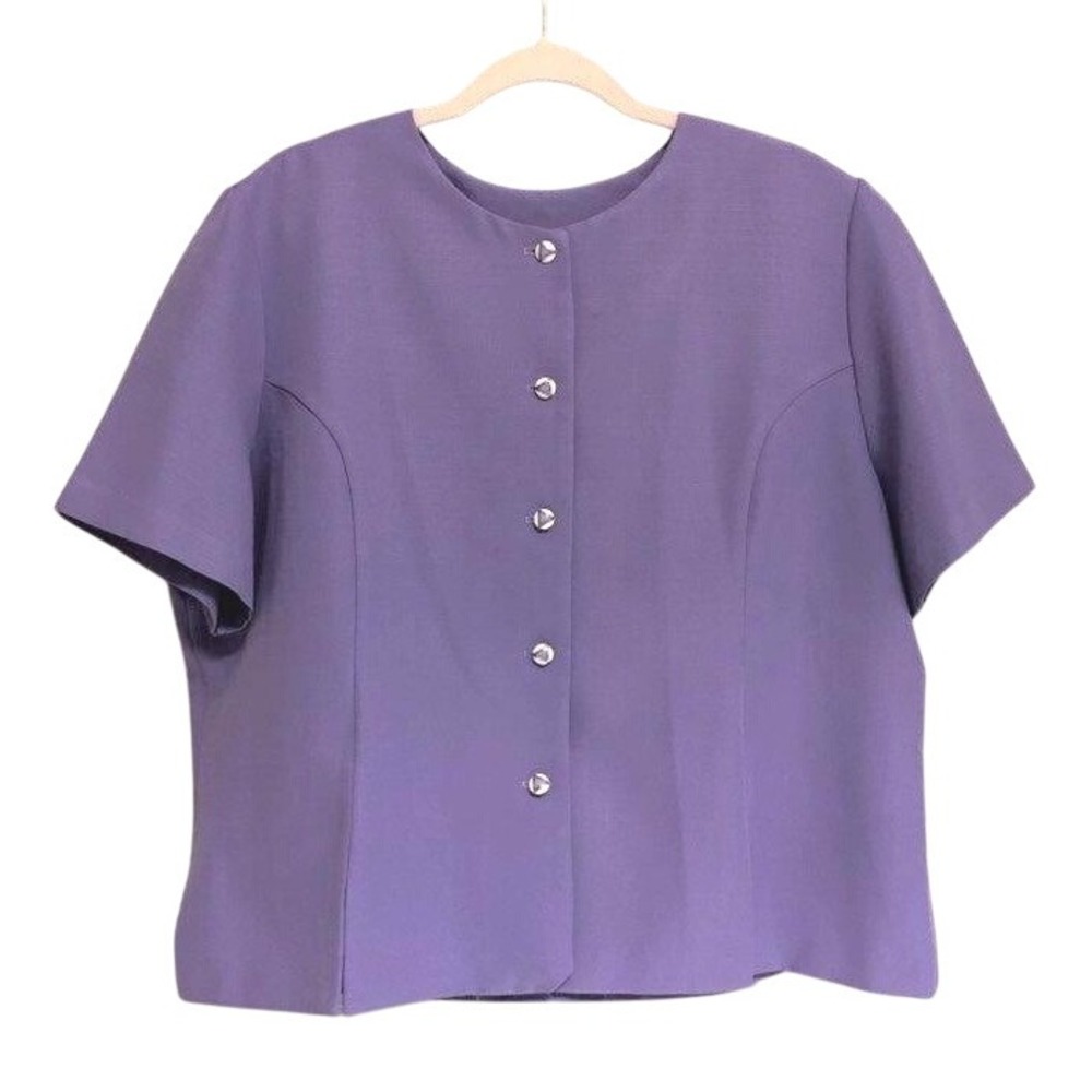 Anthony Richards Blouse Women's 20 Light Purple Lavender Cute Buttons Vintage 80